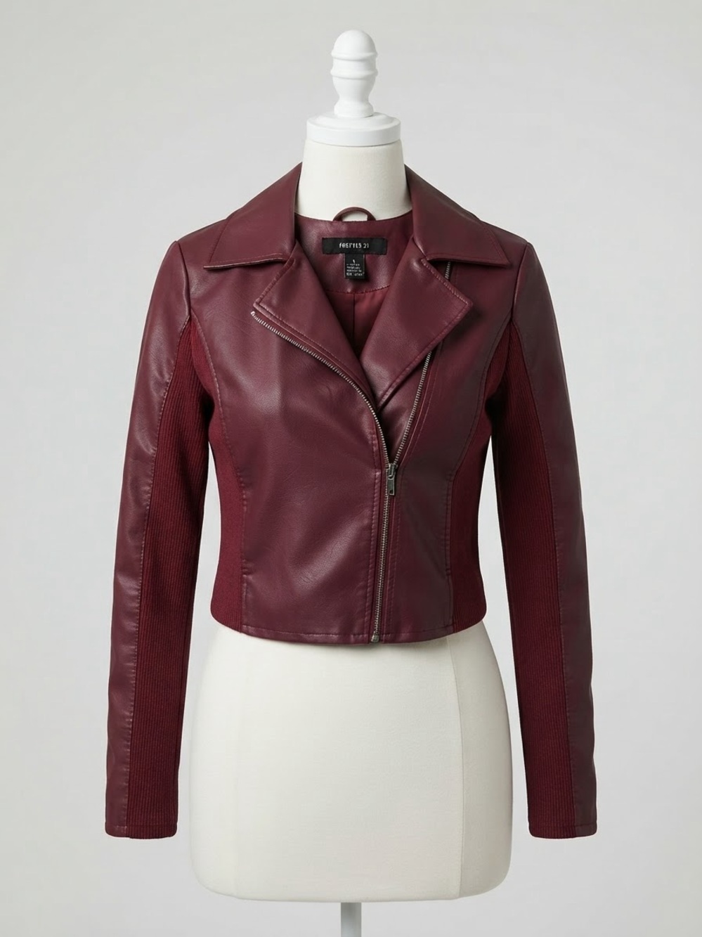 Forever 21 Wine Faux Leather Moto Jacket